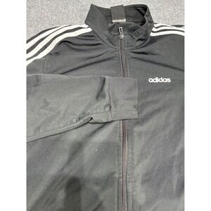 Adidas Womens Sz.Large Track Jacket Black White 3‎ Stripe Full Zip Athletic